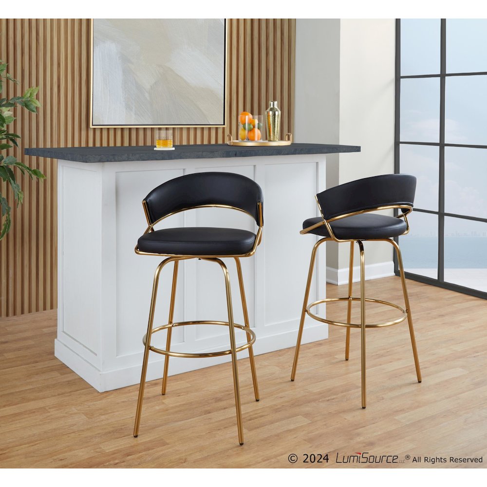 Jie 30" Fixed-Height Barstool - Set of 2. Picture 8