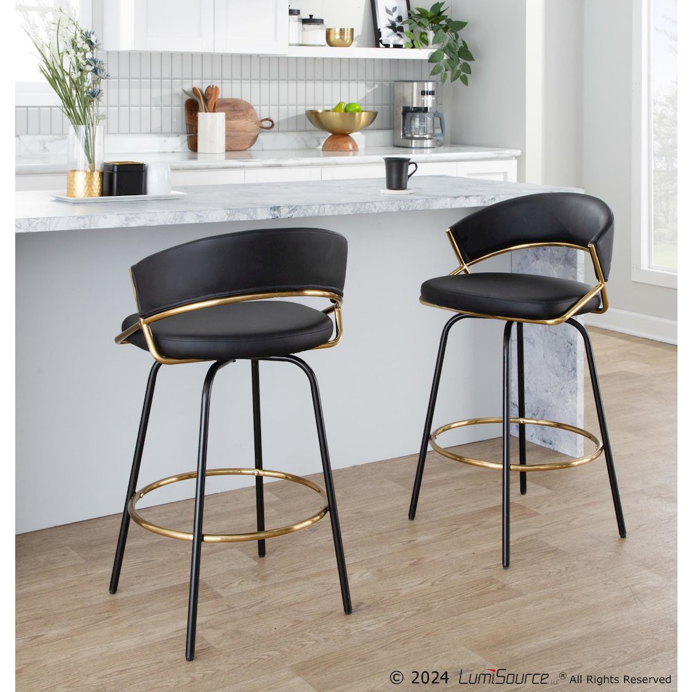 Jie 26" Fixed-Height Counter Stool - Set of 2. Picture 9