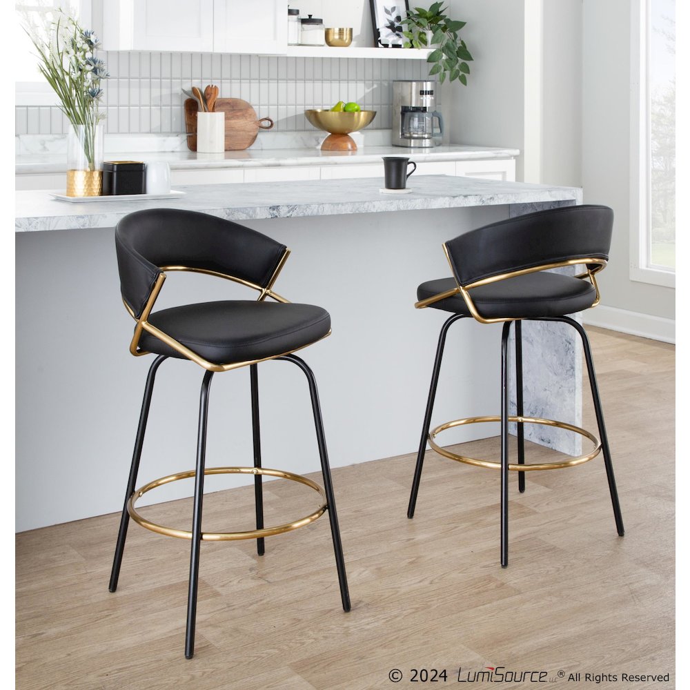 Jie 26" Fixed-Height Counter Stool - Set of 2. Picture 10