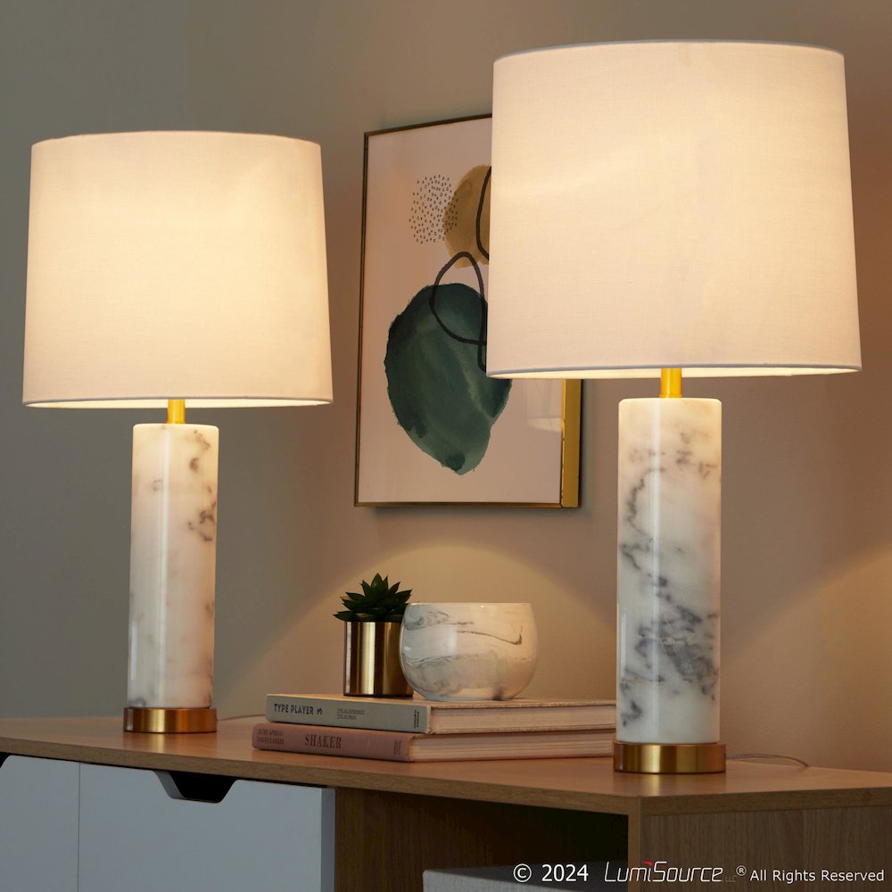 Marbella 26" Marble Table Lamp - Set of 2. Picture 8