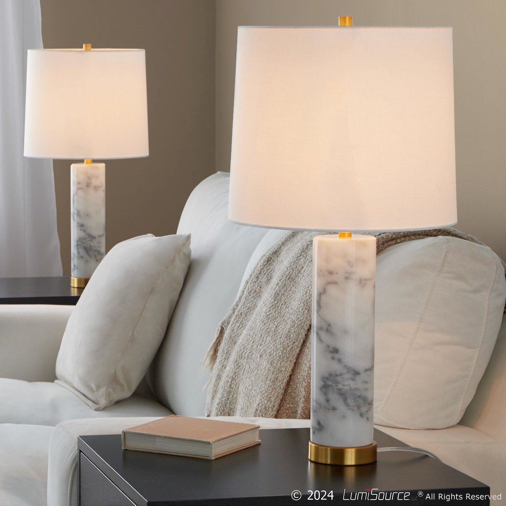Marbella 26" Marble Table Lamp - Set of 2. Picture 9