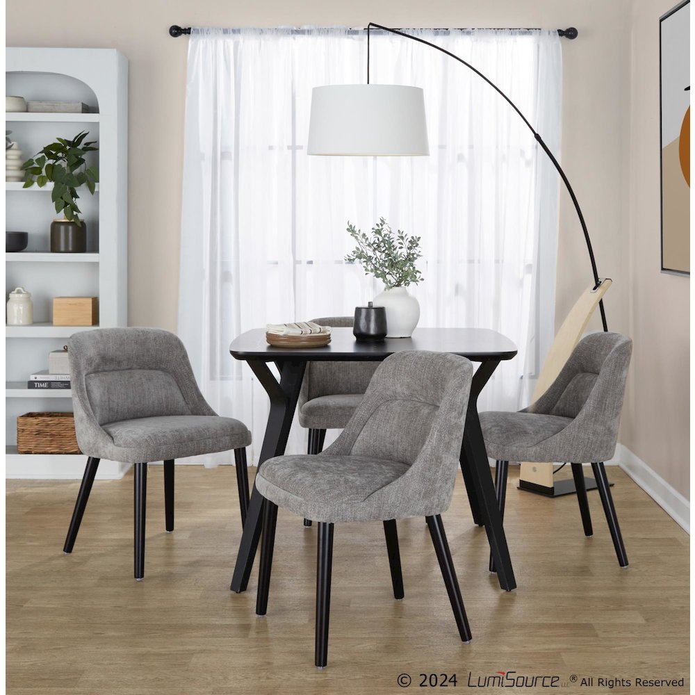 Rina Chair - Set of 2 in Black Wood, Grey Fabric color. Picture 8