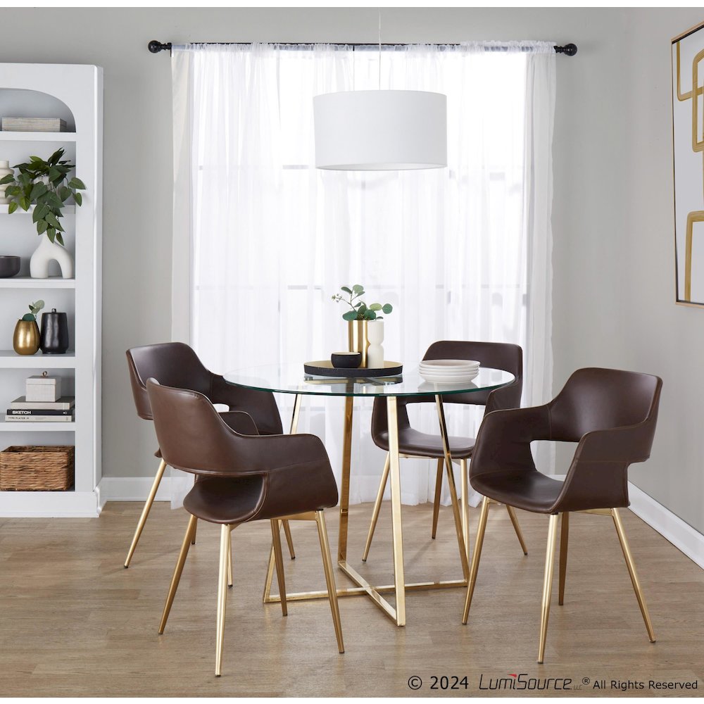 Margarite Dining Chair - Set of 2 in Gold Metal, Espresso PU color. Picture 9
