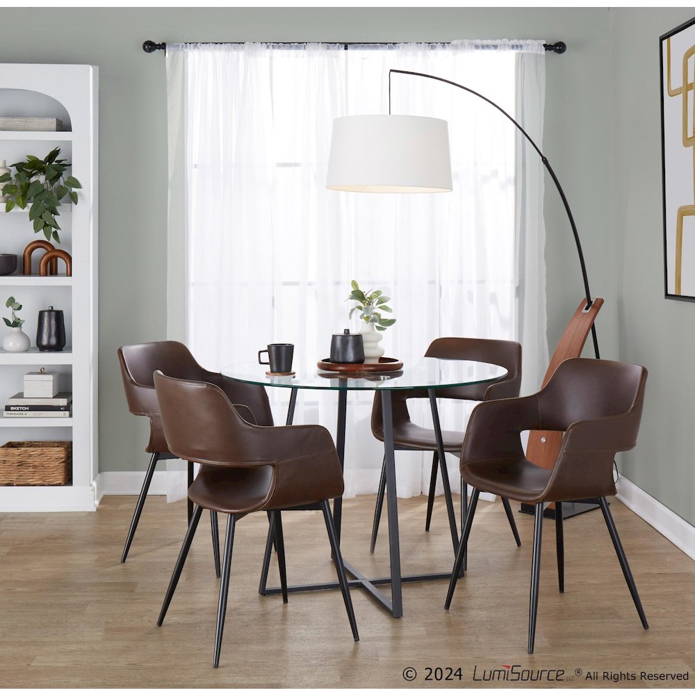 Margarite Dining Chair - Set of 2 in Black Metal, Espresso PU color. Picture 8