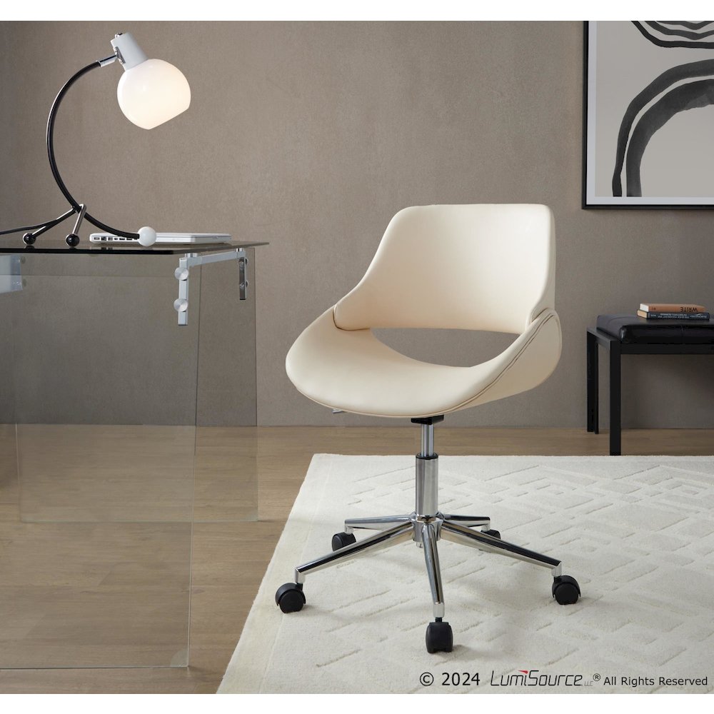 Fabrico Office Chair in Chrome Metal, Cream PU color. Picture 6