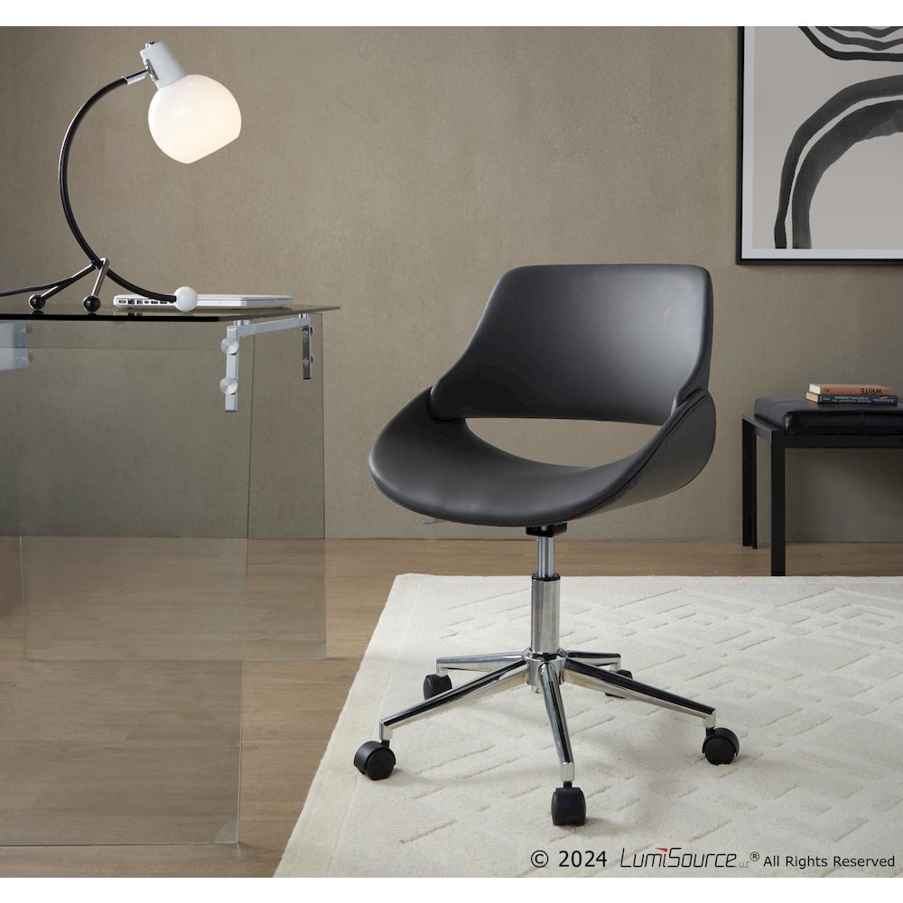 Fabrico Office Chair in Chrome Metal, Grey PU color. Picture 6