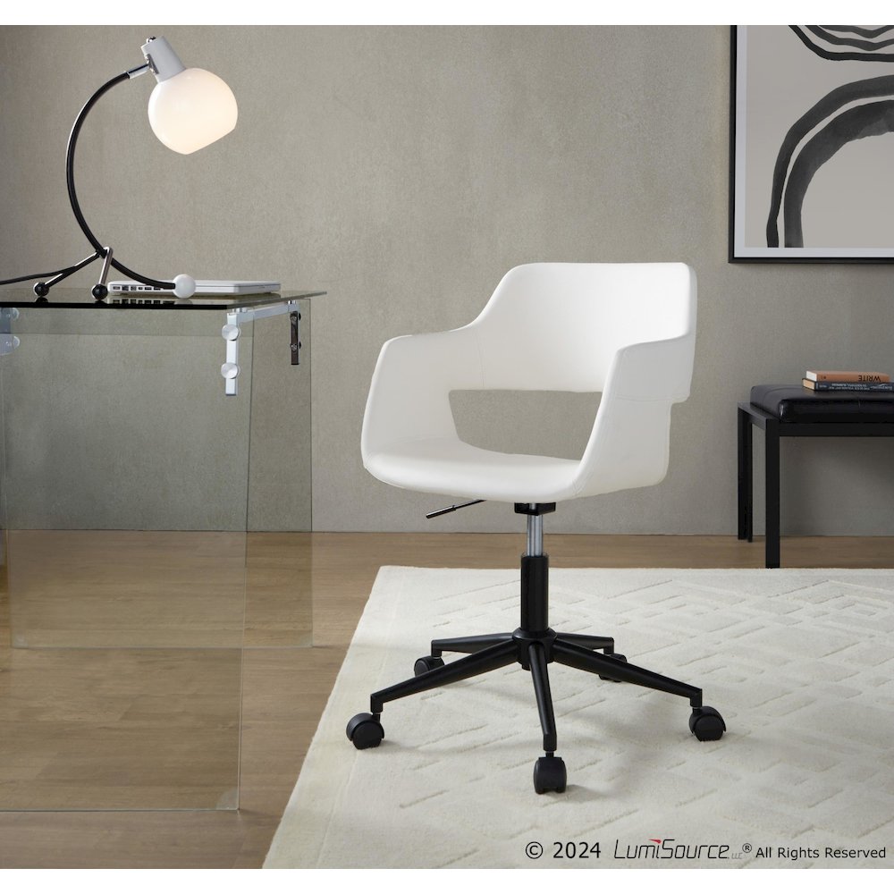 Margarite Task Chair in Black Metal, White PU color. Picture 7