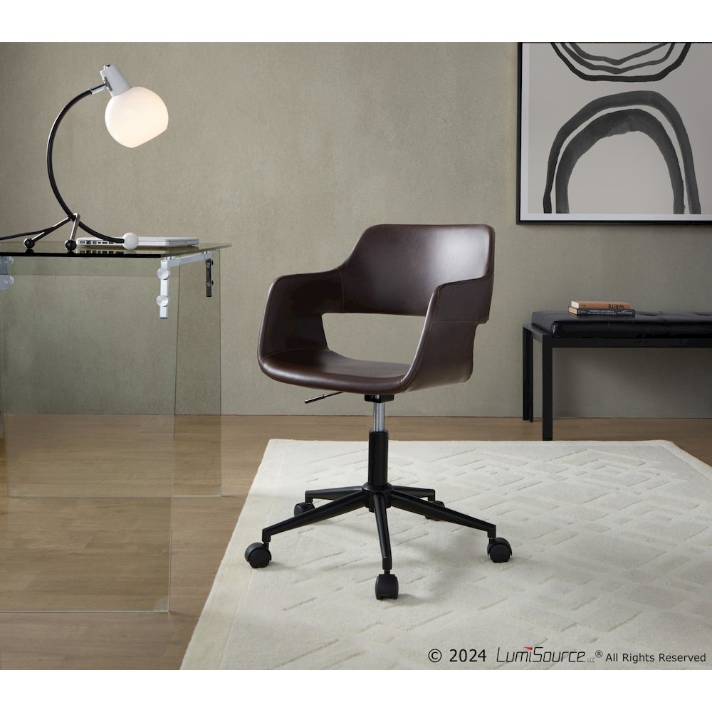 Margarite Task Chair in Black Metal, Espresso PU color. Picture 6