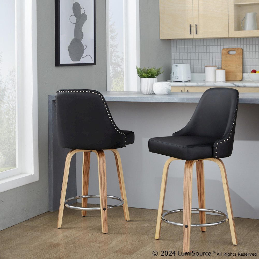 Studded Marcel 26" Fixed-Height Counter Stool - Set of  2. Picture 8
