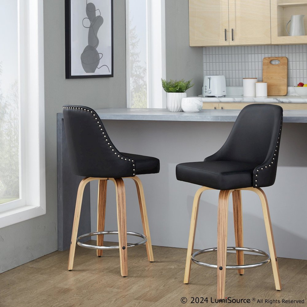 Studded Marcel 26" Fixed-Height Counter Stool - Set of  2. Picture 9