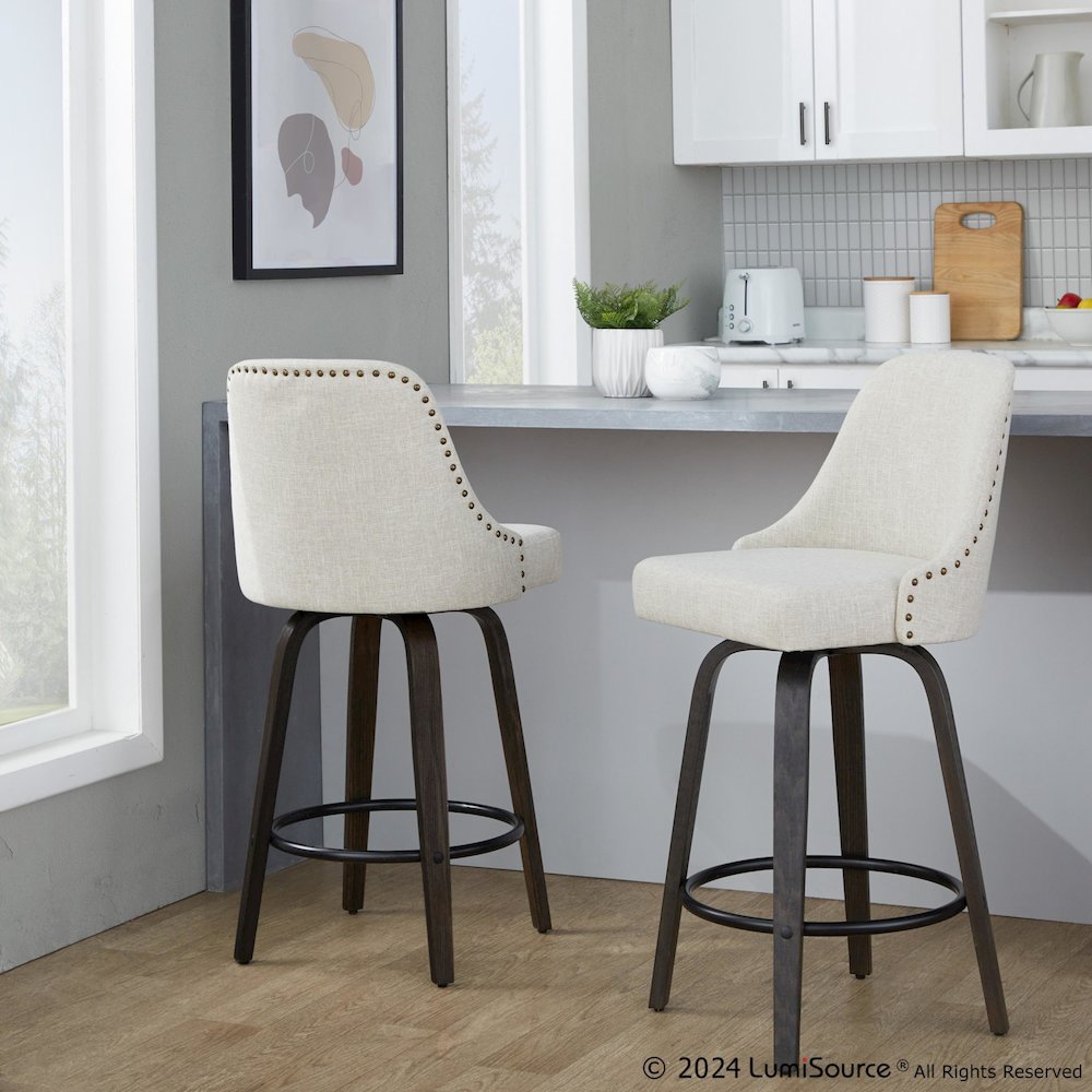 Studded Marcel 27" Fixed-Height Counter Stool - Set of  2. Picture 9