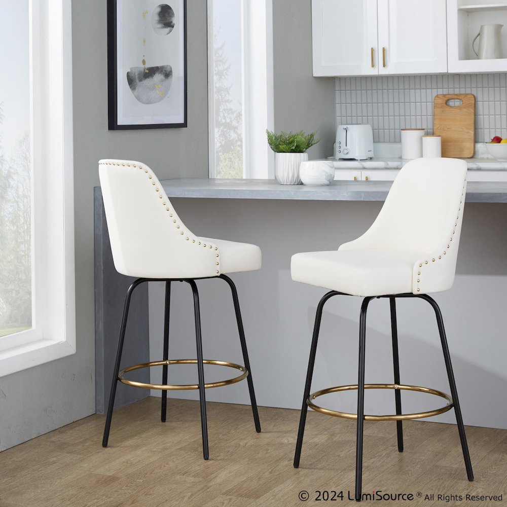 Studded Marcel 27" Fixed-Height Counter Stool - Set of 2. Picture 9