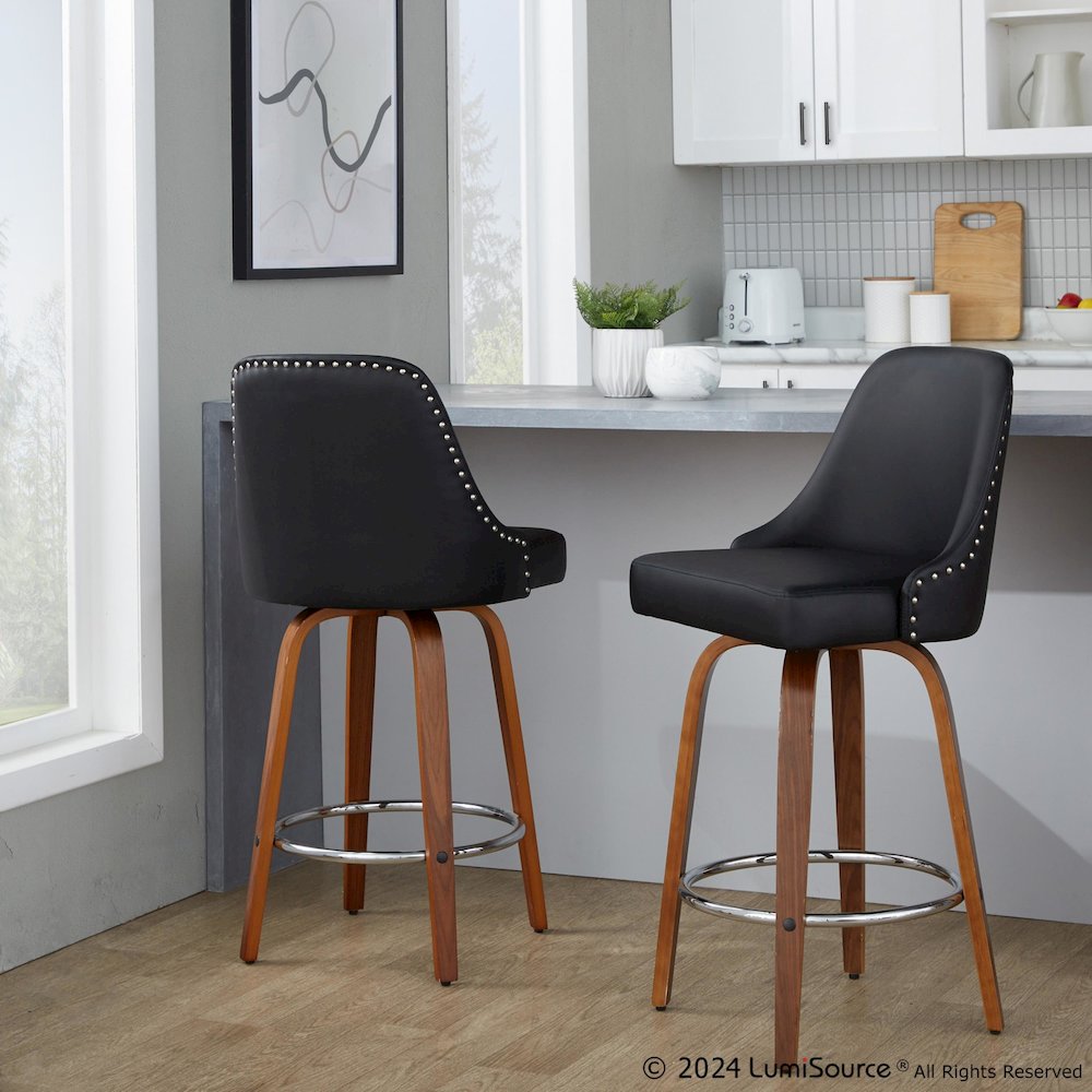 Studded Marcel 27" Fixed-Height Counter Stool - Set of  2. Picture 8