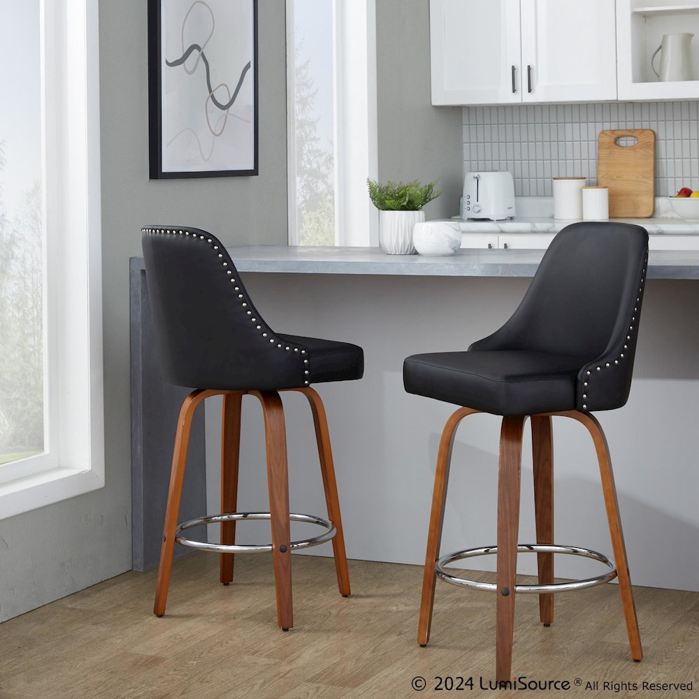 Studded Marcel 27" Fixed-Height Counter Stool - Set of  2. Picture 9