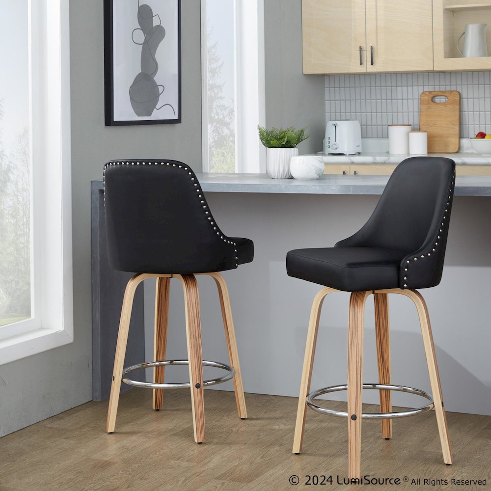 Studded Marcel 27" Fixed-Height Counter Stool - Set of  2. Picture 8