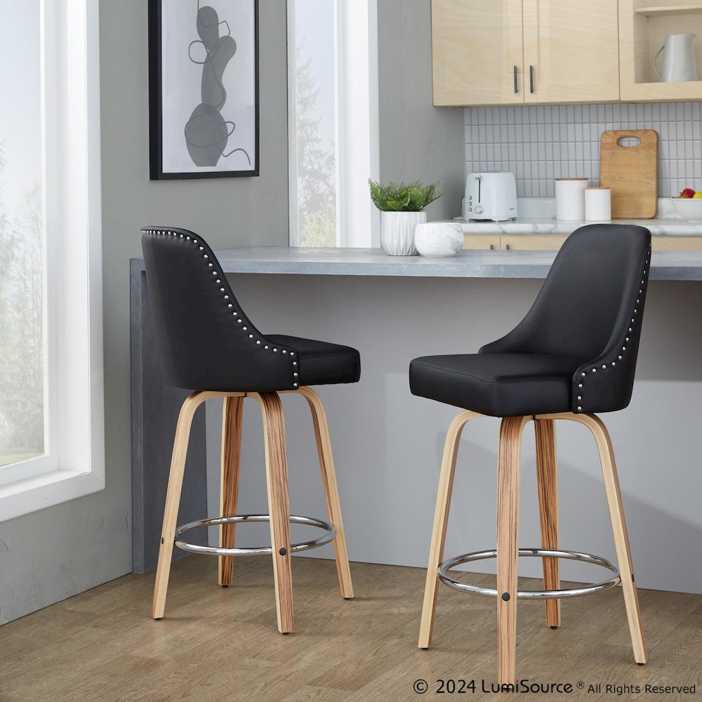 Studded Marcel 27" Fixed-Height Counter Stool - Set of  2. Picture 9