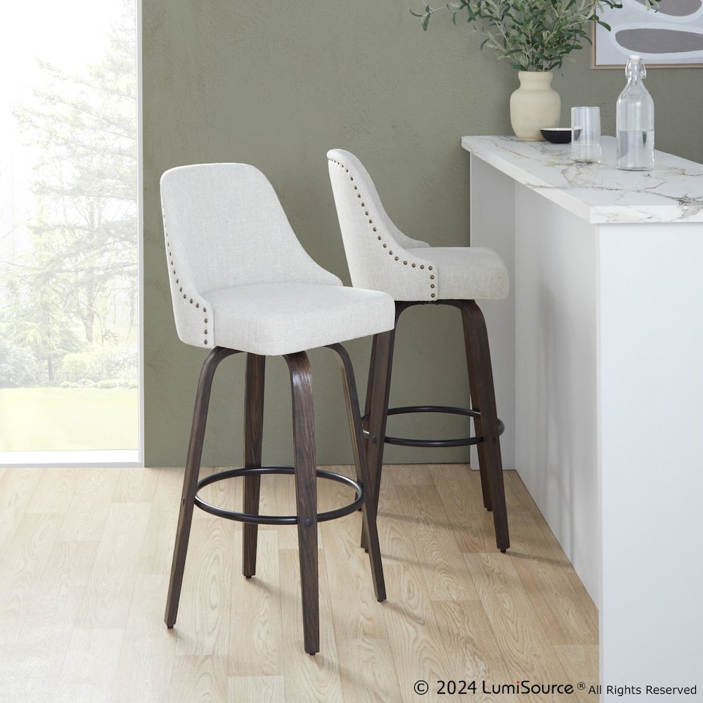 Studded Marcel 30" Fixed-Height Barstool - Set of  2. Picture 9