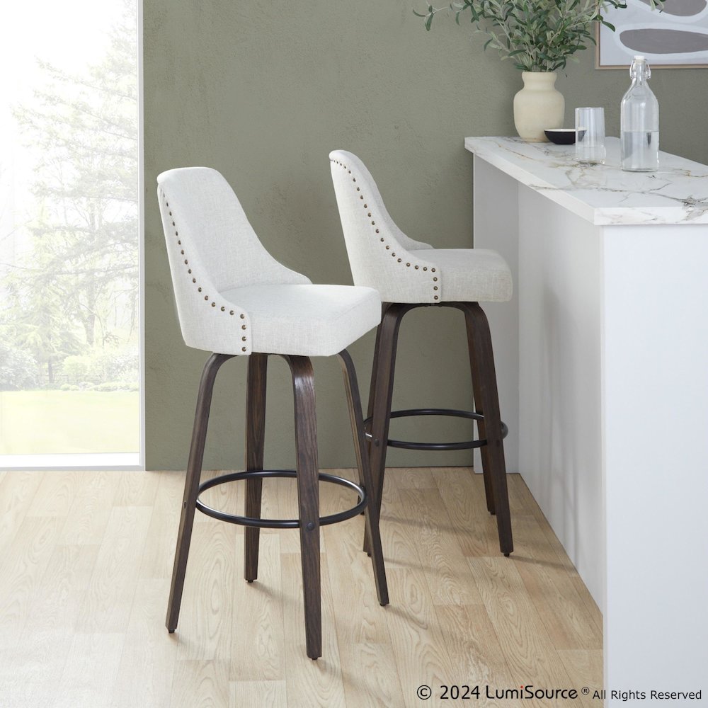 Studded Marcel 30" Fixed-Height Barstool - Set of  2. Picture 10
