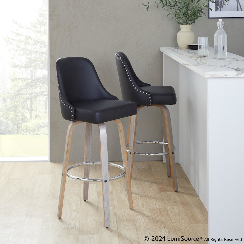 Studded Marcel 30" Fixed-Height Barstool - Set of 2. Picture 8