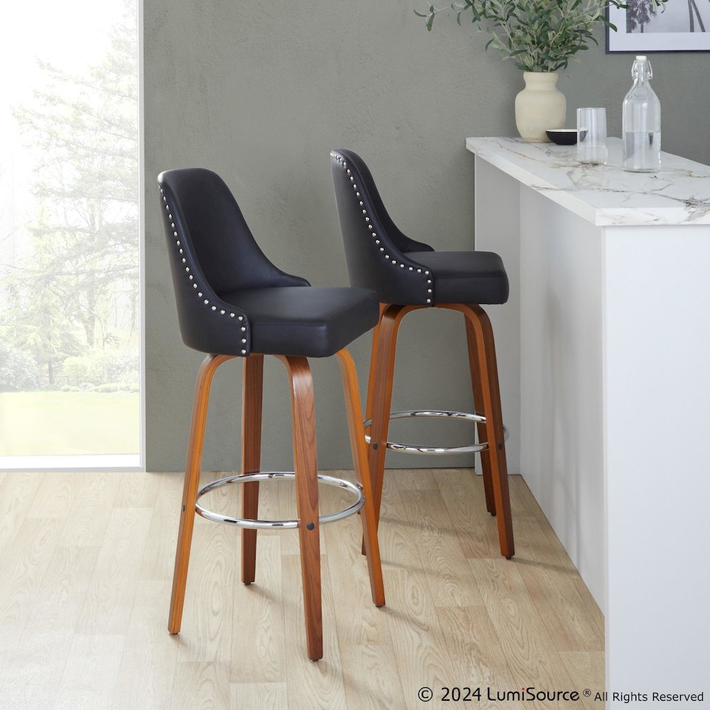 Studded Marcel 30" Fixed-Height Barstool - Set of  2. Picture 9