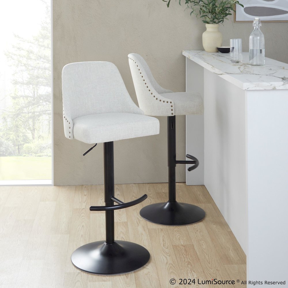 Studded Marcel Adjustable Barstool - Set of  2. Picture 8
