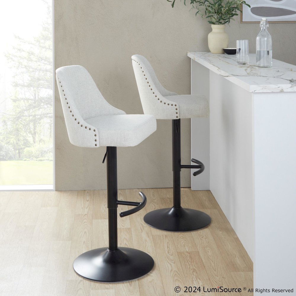 Studded Marcel Adjustable Barstool - Set of  2. Picture 9