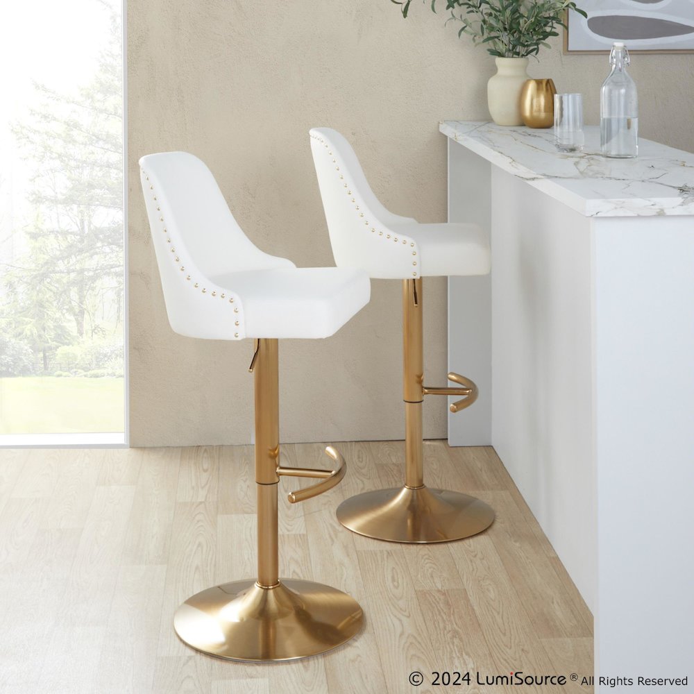 Studded Marcel Adjustable Barstool - Set of  2. Picture 9
