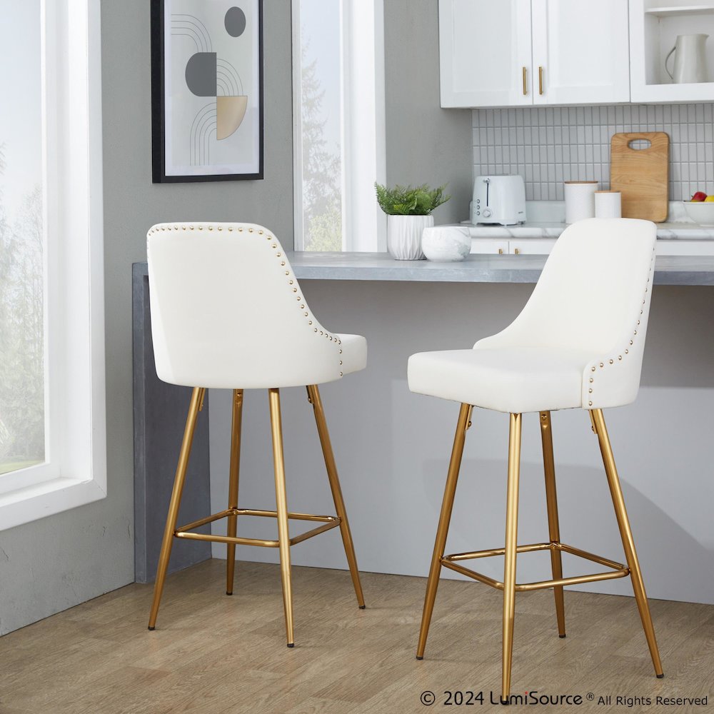 Studded Marcel 27" Fixed-Height Counter Stool - Set of 2. Picture 9