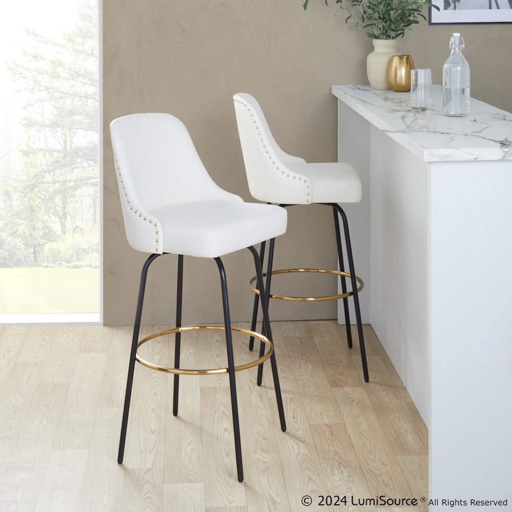 Studded Marcel 30" Fixed-Height Barstool - Set of 2. Picture 8