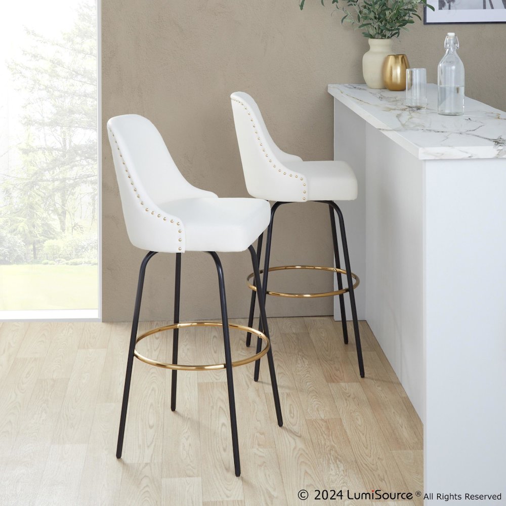 Studded Marcel 30" Fixed-Height Barstool - Set of 2. Picture 9