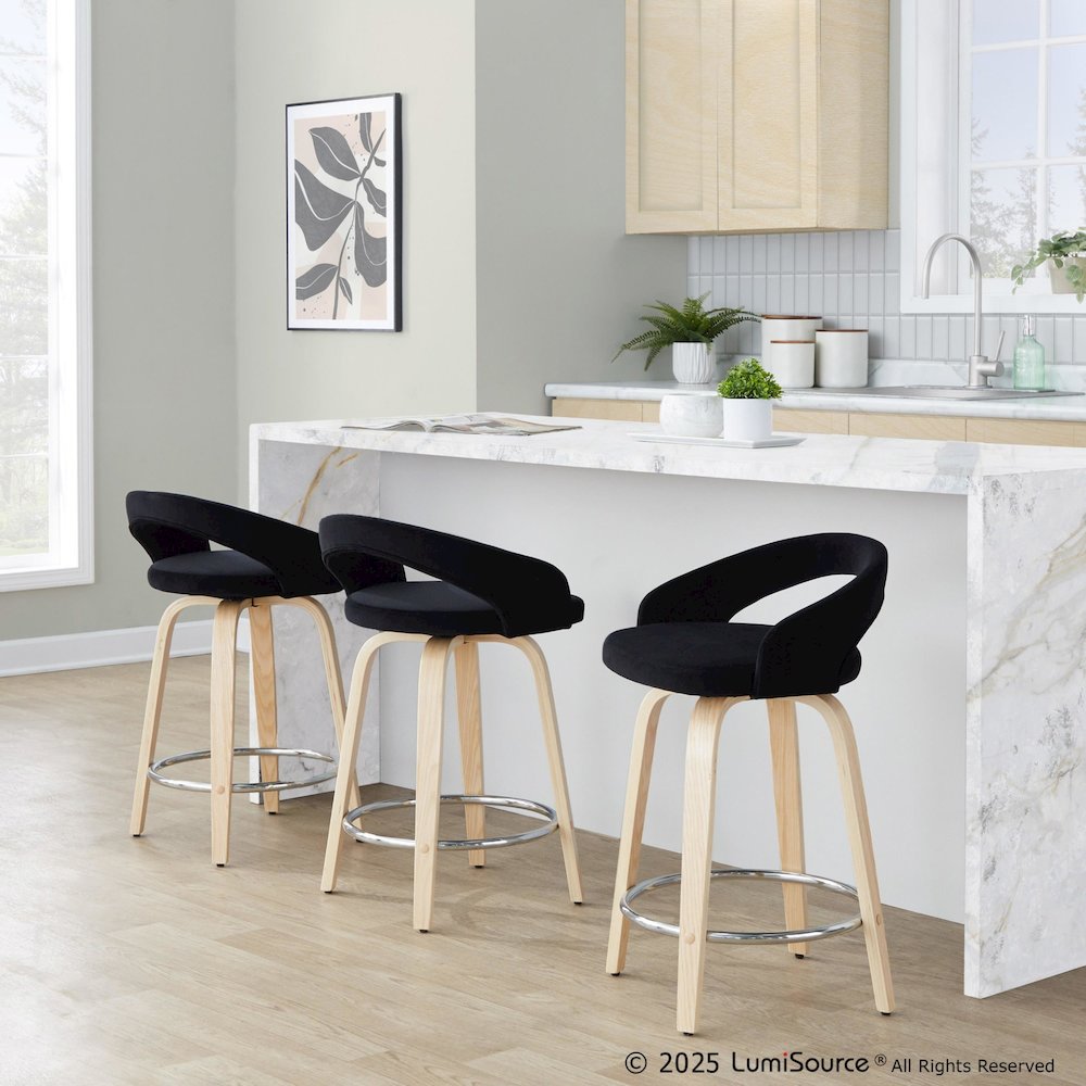 Grotto Upholstered 24" Fixed-Height Counter Stool - Set of 2. Picture 7
