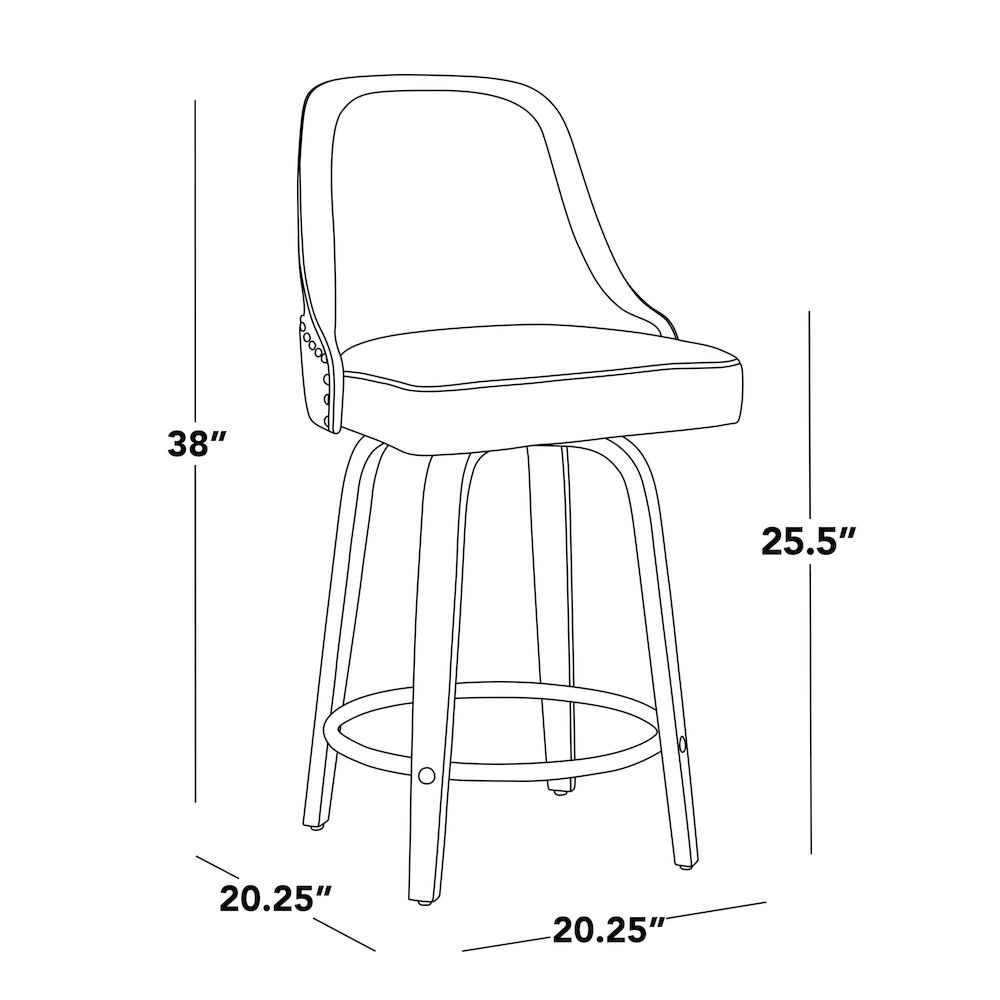 Studded Marcel 26" Fixed-Height Counter Stool - Set of  2. Picture 10