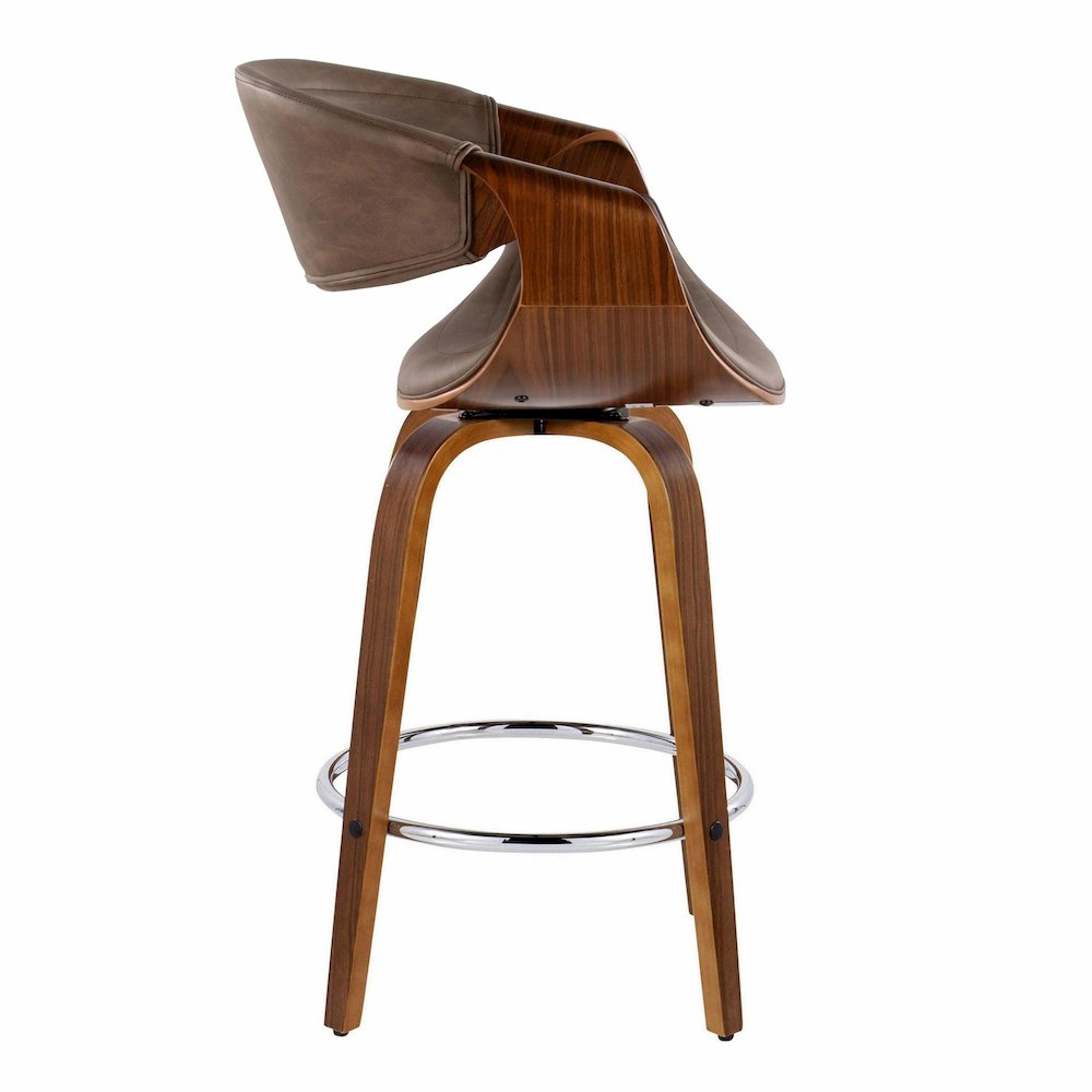 Symphony 26" Fixed-Height Counter Stool - Set of 2 in Walnut Wood. Picture 5