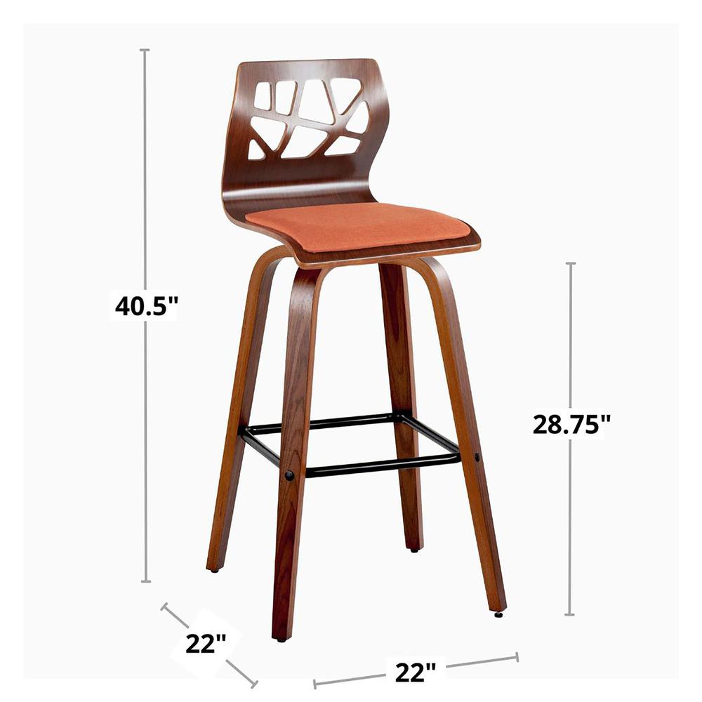 Black Metal, Natural Wood, Cream PU Folia 30" Fixed-Height Barstool - Set of 2. Picture 7