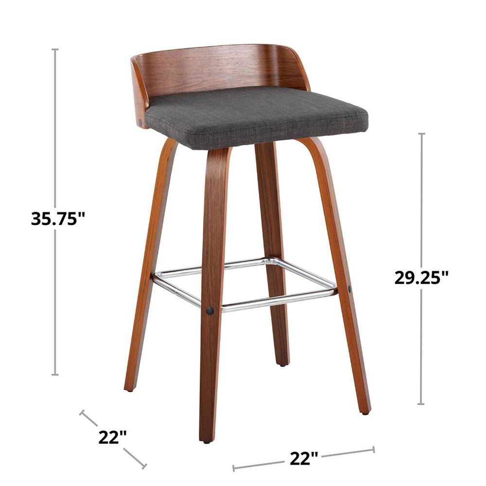 Grey Maya 30" Fixed-Height Barstool - Set of 2. Picture 7
