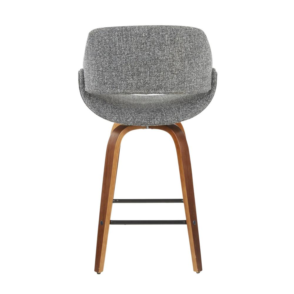 Walnut Wood, Grey Fabric, Black Metal Fabrico Counter Stool - Set of 2. Picture 4