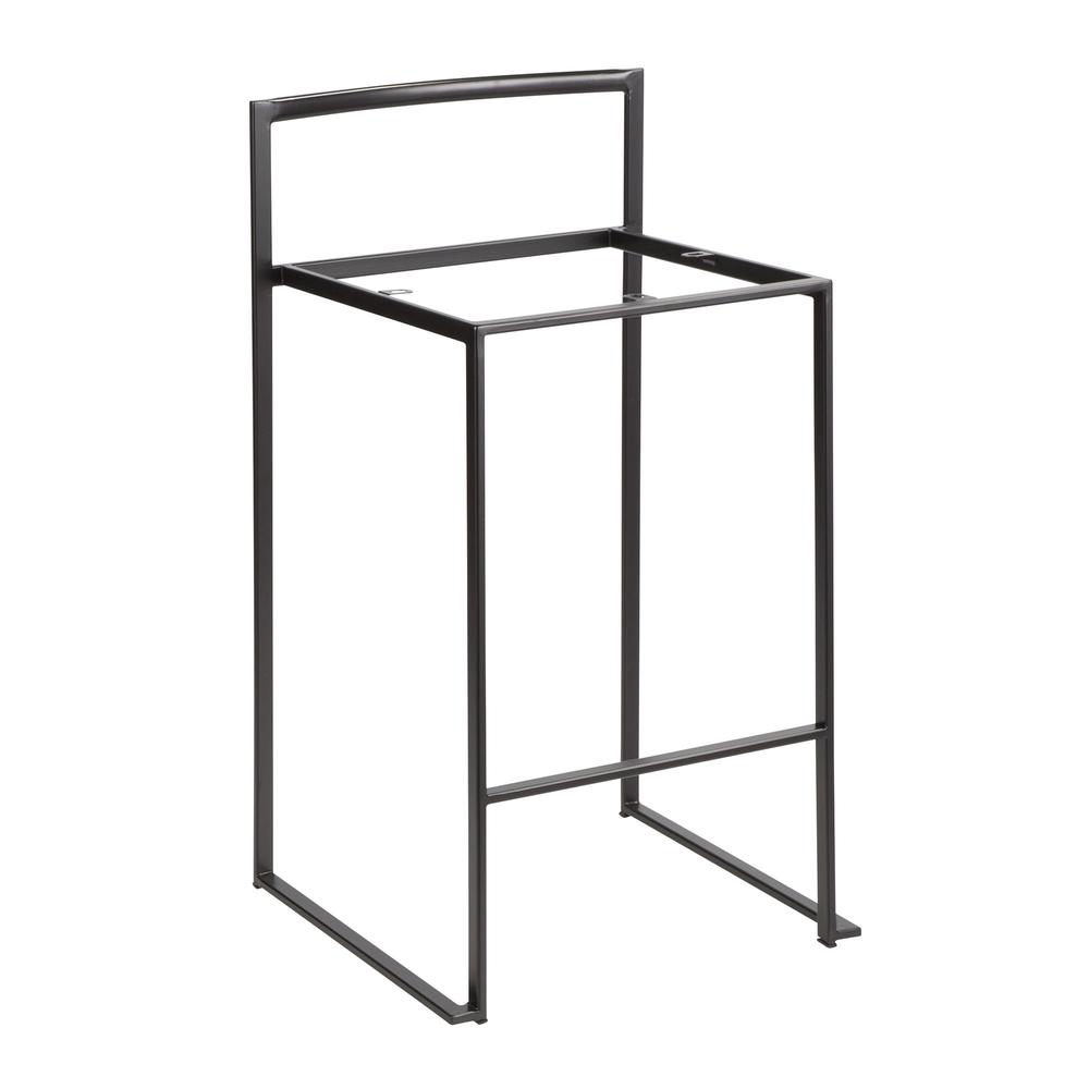 Black Metal, Grey PU Fuji Stacker Counter Stool - Set of 2. Picture 8
