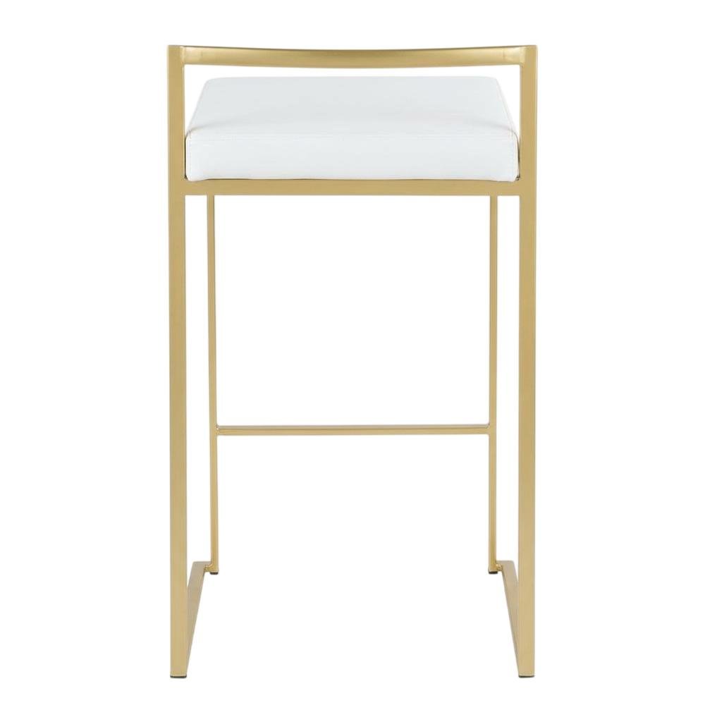 Contemporary-Glam Counter Stool in Gold with White Faux Leather Set of 2. Picture 6