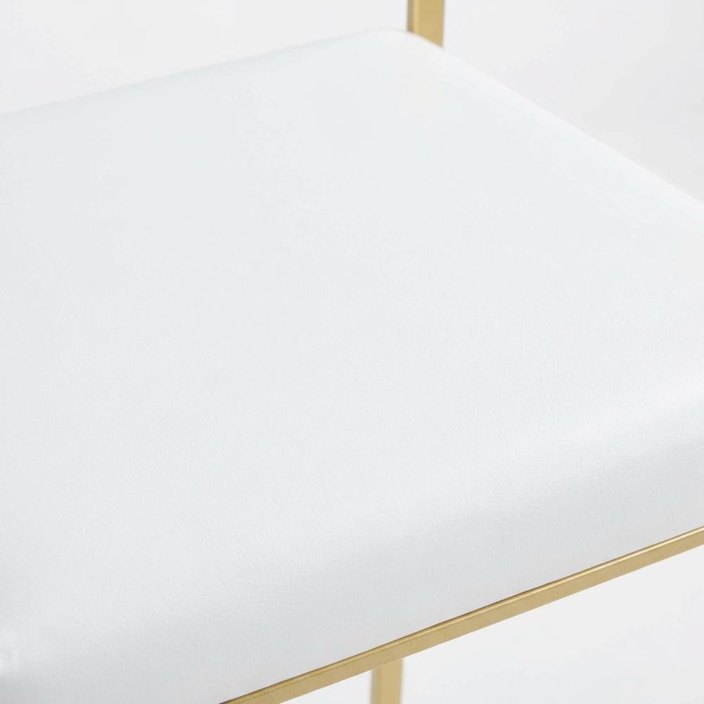 Contemporary-Glam Counter Stool in Gold with White Faux Leather Set of 2. Picture 7