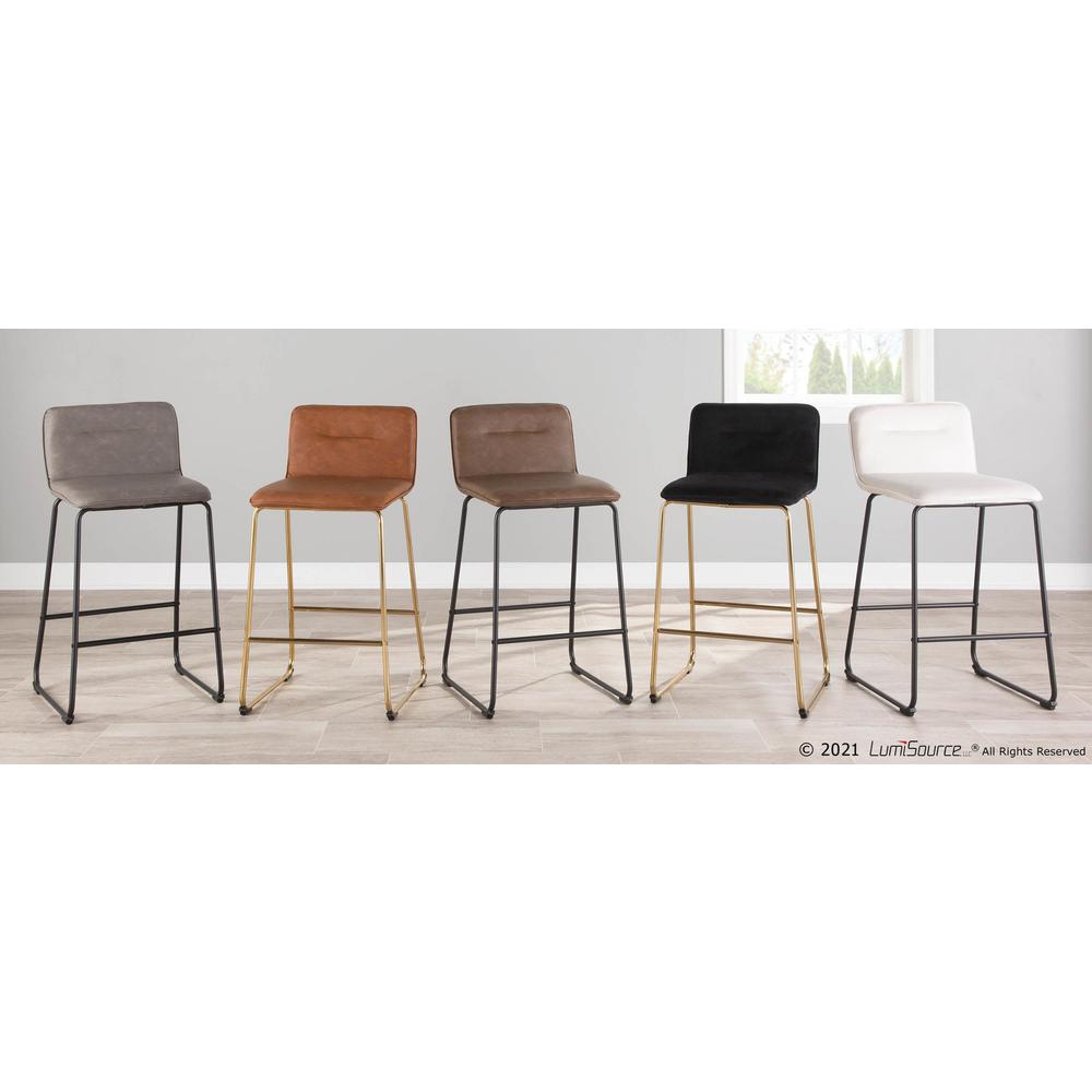 Gold Metal, Cream Velvet Casper Fixed-Height Counter Stool - Set of 2. Picture 11