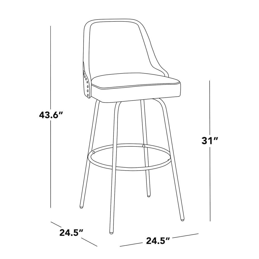 Studded Marcel 30" Fixed-Height Barstool - Set of 2. Picture 8