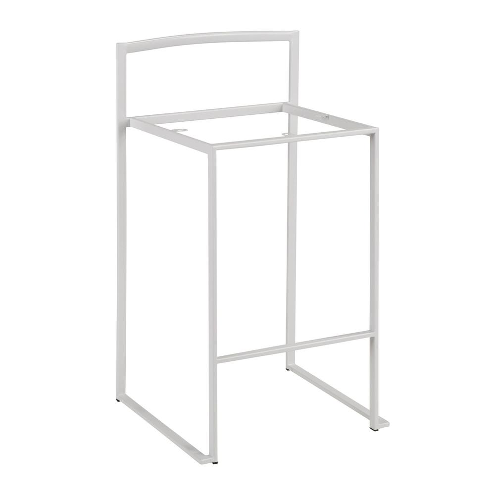 White Metal, Grey PU Fuji Stacker Counter Stool - Set of 2. Picture 8