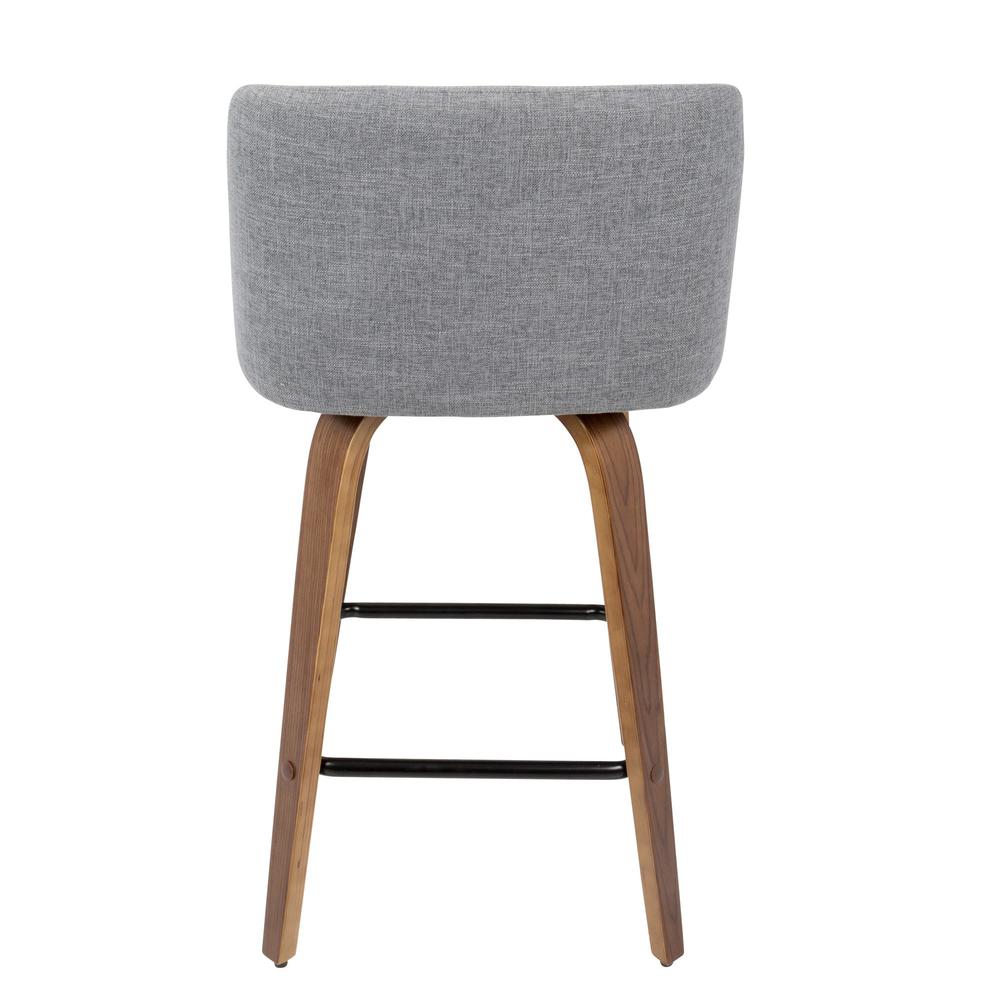 Walnut Wood, Grey Fabric, Black Metal Toriano Counter Stool - Set of 2. Picture 5