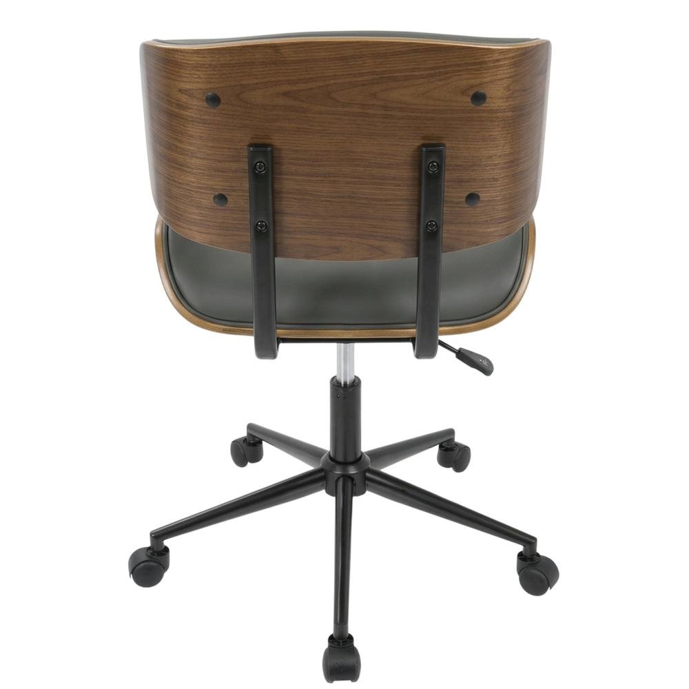 Adjustable Walnut Office Chair with Swivel and Grey Seat for Modern Workspaces. Picture 6