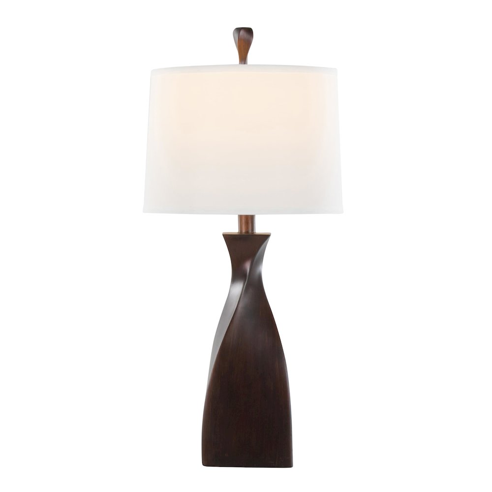 Copper Bronze Polyresin, Natural Linen Curvo 30" Polyresin Table Lamp - Set of 2. Picture 4
