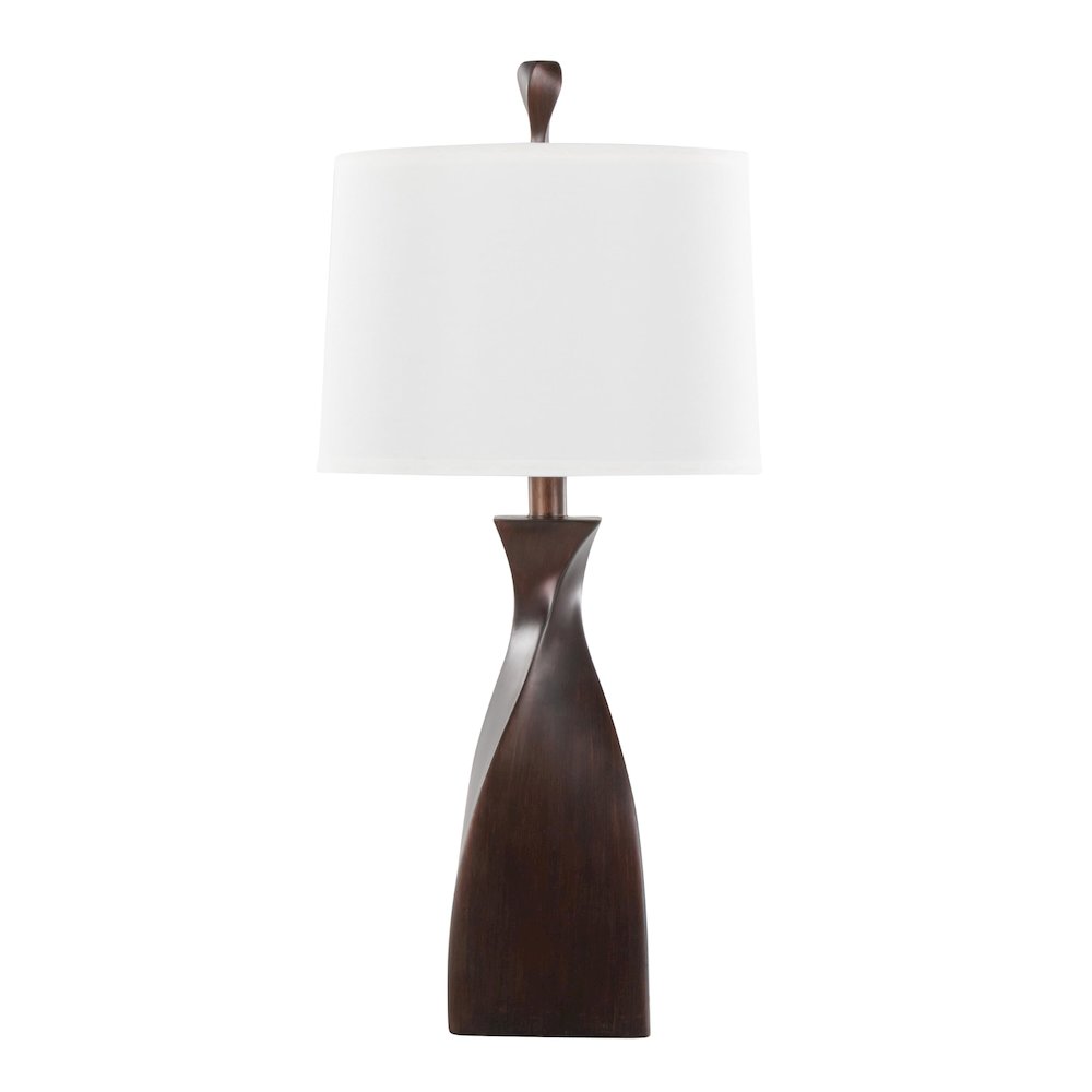 Copper Bronze Polyresin, Natural Linen Curvo 30" Polyresin Table Lamp - Set of 2. Picture 3