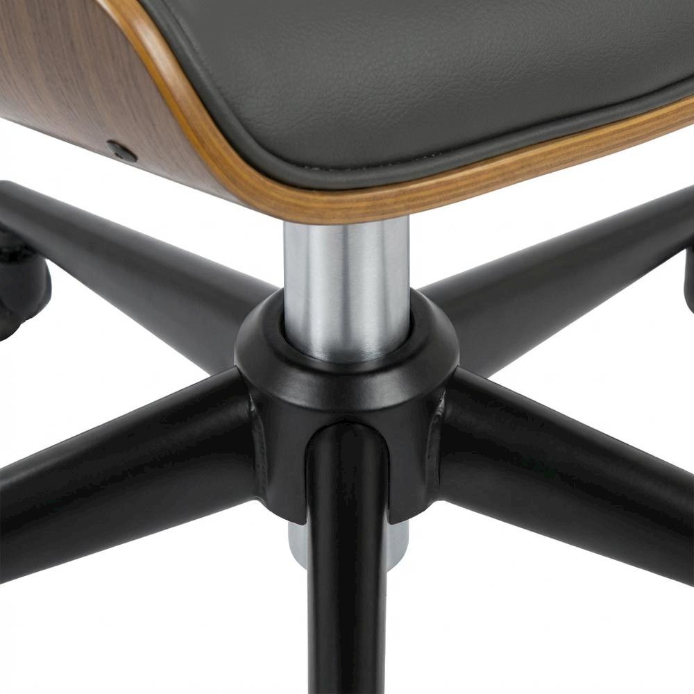 Adjustable Walnut Office Chair with Swivel and Grey Seat for Modern Workspaces. Picture 8