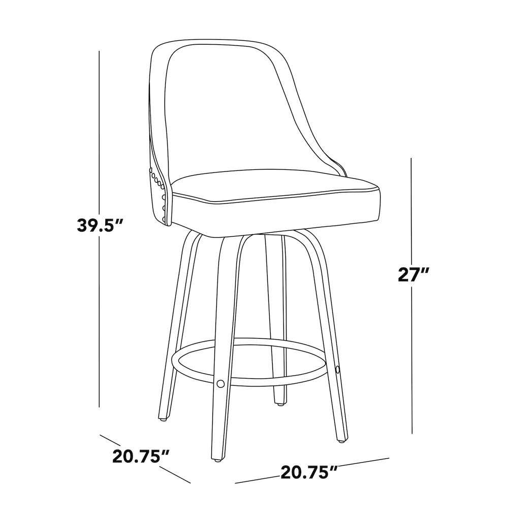 Studded Marcel 27" Fixed-Height Counter Stool - Set of  2. Picture 10