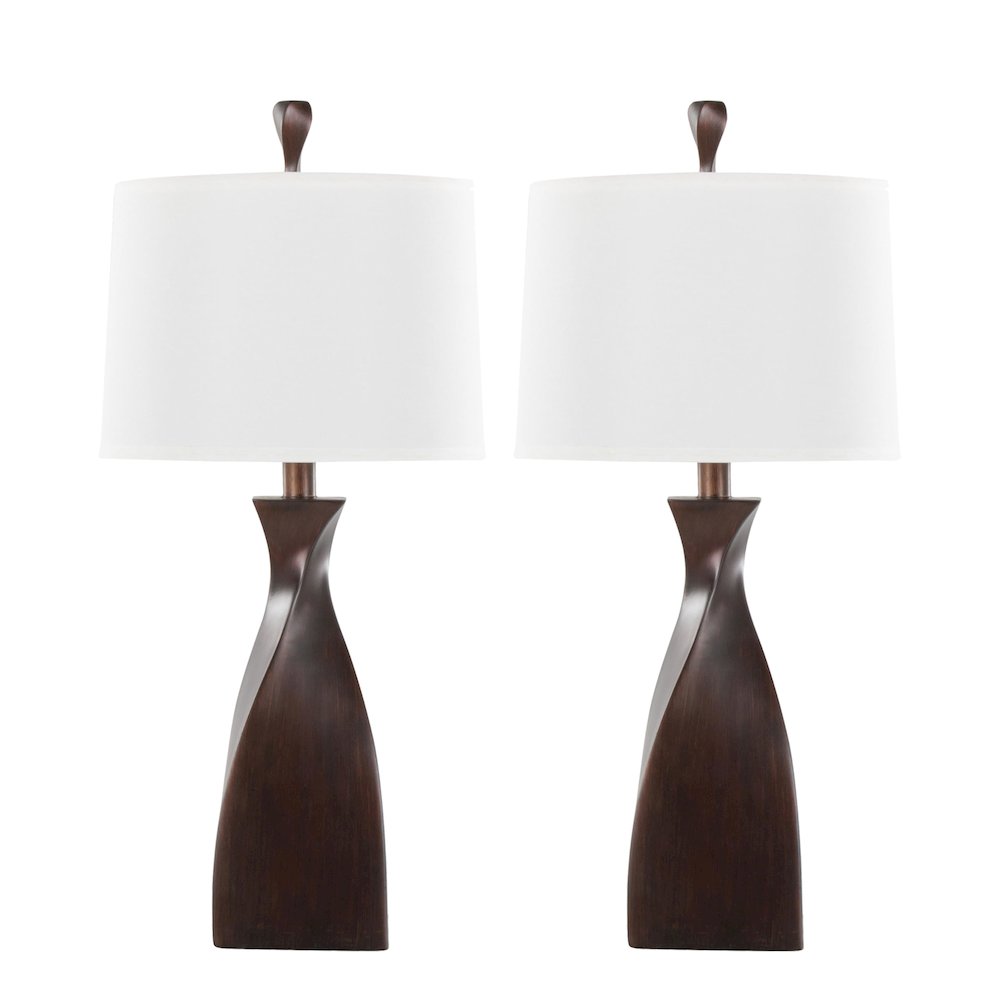 Copper Bronze Polyresin, Natural Linen Curvo 30" Polyresin Table Lamp - Set of 2. Picture 1