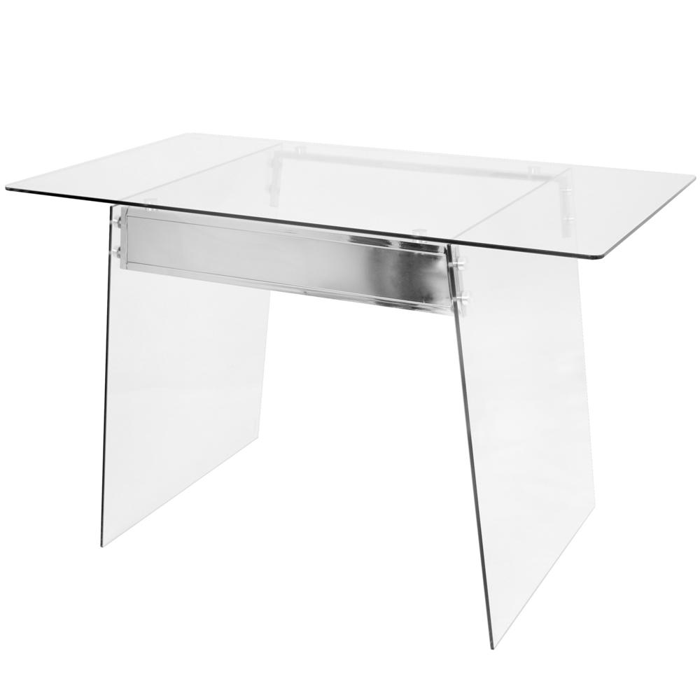 Glacier Contemporary Desk in Clear and Chrome. Picture 3